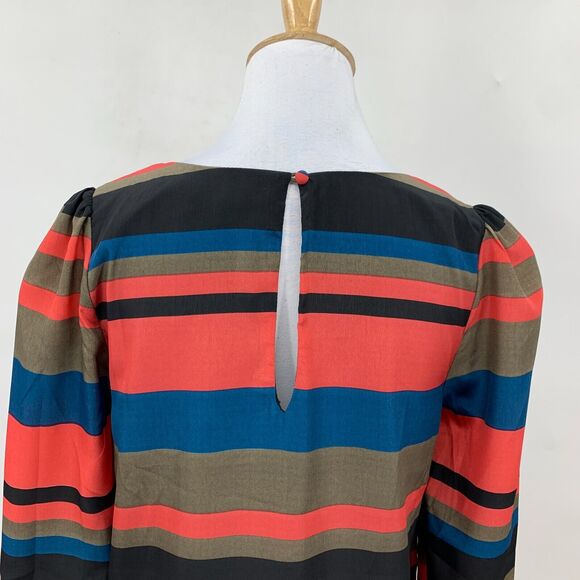 Tinley Road Stripe Shift Dress Womens S Small Puff Sleeves Keyhole Back Scoop - Picture 6 of 16